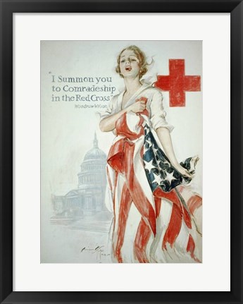 Framed Harrison Fisher WWI American Red Cross Poster Print