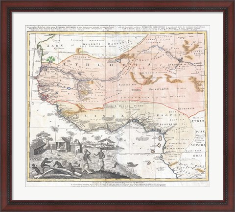 Framed 1743 Homann Heirs Map of West Africa Print