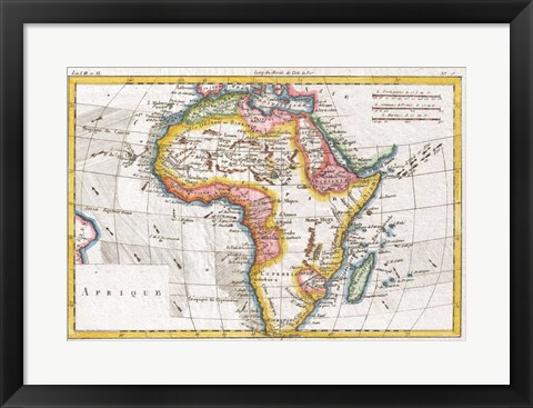 Framed 1780 Raynal and Bonne Map of Africa Print