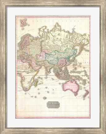 Framed 1818 Pinkerton Map of the Eastern Hemisphere Print