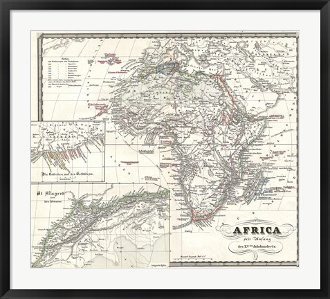 Framed 1855 Spruner Map of Africa Since the Beginning of the 15th Century Print