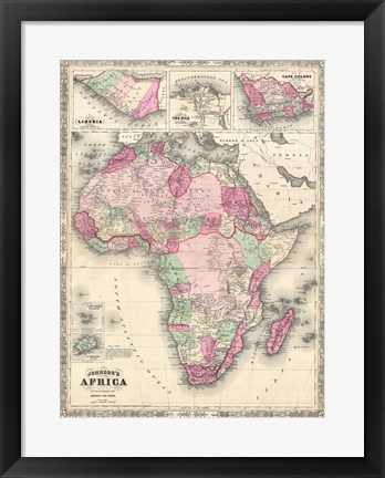 Framed 1864 Johnson Map of Africa Print