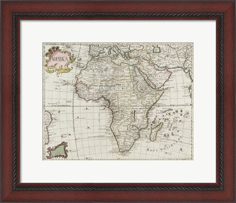 Framed Map of Africa 1745 Print