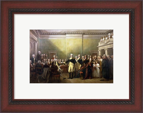 Framed General George Washington Resigning His Commission Print