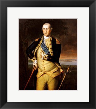Framed George Washington by Peale 1776 Print