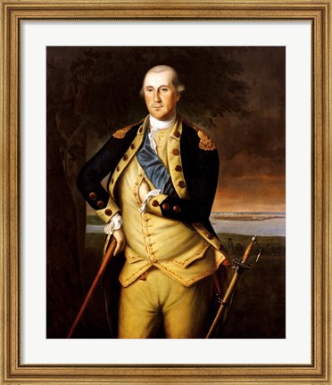 Framed George Washington by Peale 1776 Print