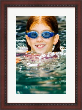 Framed Close-up of a girl in a swimming pool Print