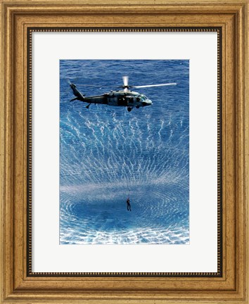 Framed US Navy Search and Rescue Diver Print