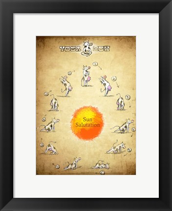 Framed Yoga Cow Sun Salutation Print