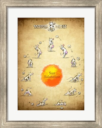 Framed Yoga Cow Sun Salutation Print