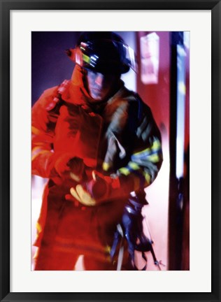 Framed Firefighter at work Print