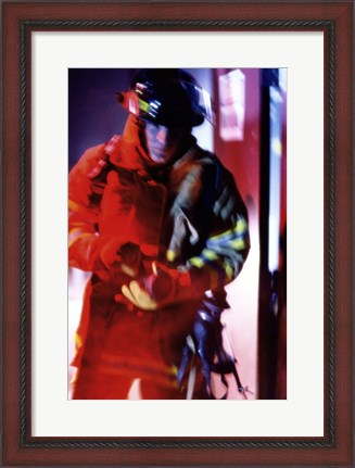 Framed Firefighter at work Print