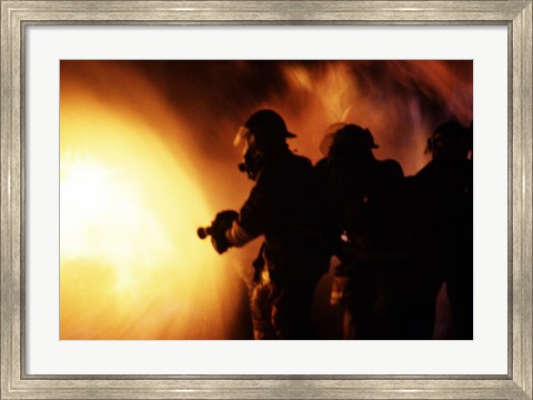Framed Firefighters during a rescue operation Print