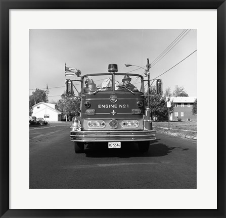 Framed Fire engine on road Print