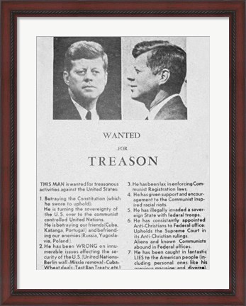 Framed JFK Wanted Dallas, 1963 Print