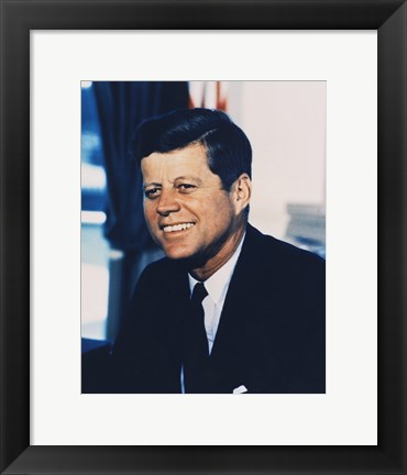 Framed John F. Kennedy, White House Color Photo Portrait Print