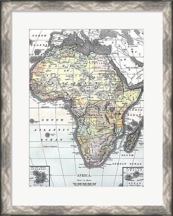 Framed Map of Africa from Encyclopaedia Britannica 1890 Print