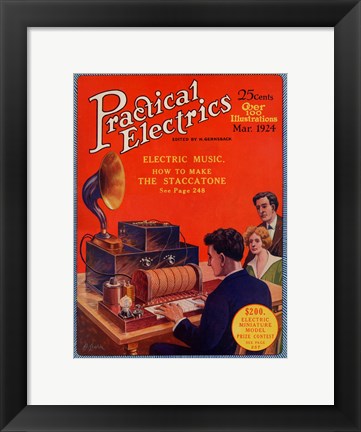 Framed Practical Electrics March 1924 Cover Print
