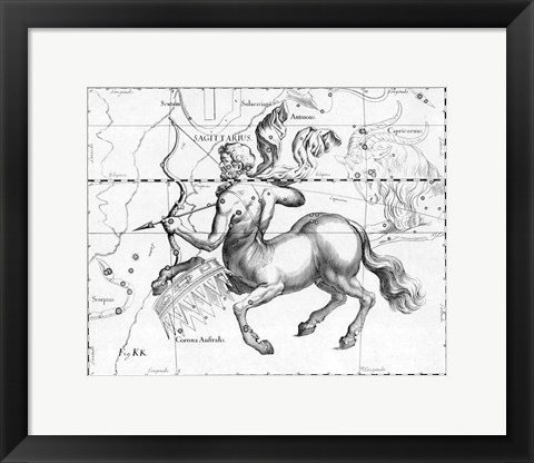 Framed Sagittarius Hevelius Print