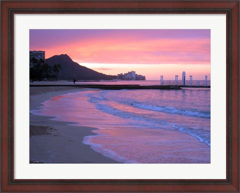 Framed Waikiki Beach Sunset Print