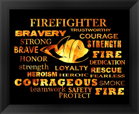 Framed Firefighter Words Print