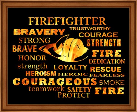 Framed Firefighter Words Print