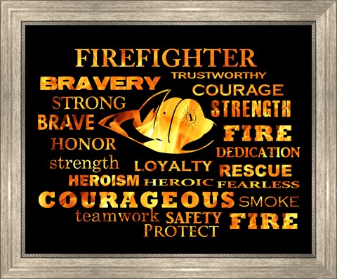 Framed Firefighter Words Print