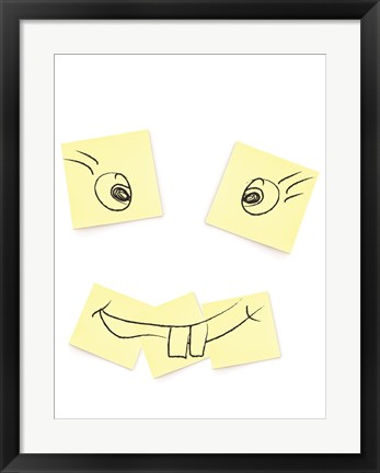 Framed Post- It Smiley Face Print