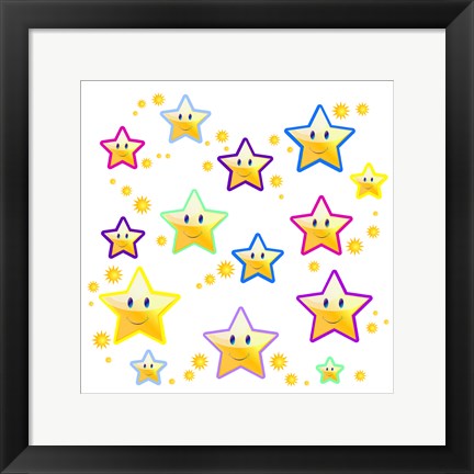 Framed Happy Face Stars Print