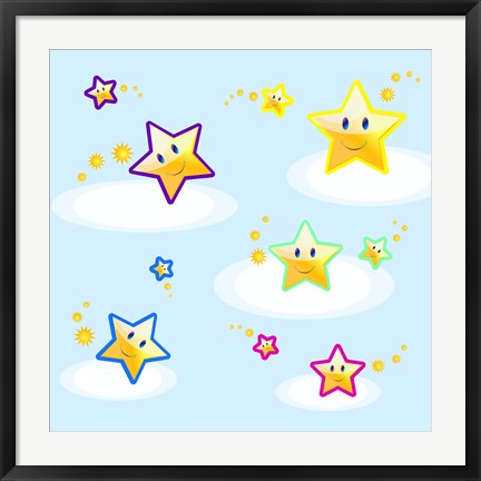 Framed Star Smiles on Clouds Print