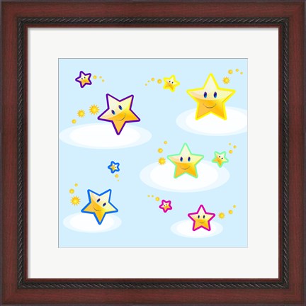 Framed Star Smiles on Clouds Print