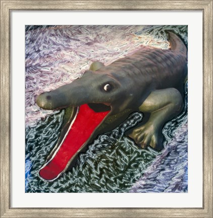 Framed Playground alligator with mouth open Print