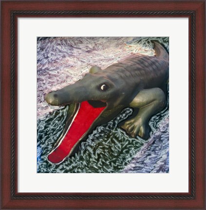 Framed Playground alligator with mouth open Print