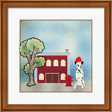 Framed Dalmation Firehouse Print