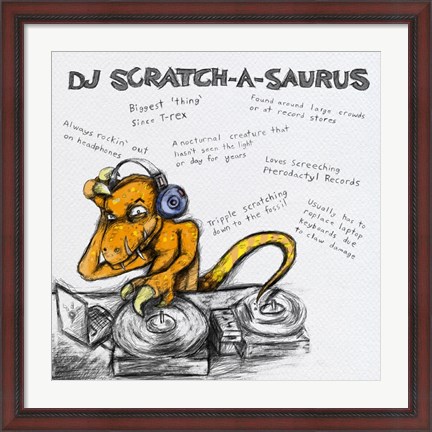 Framed DJ Scratch-A-Saurus Print