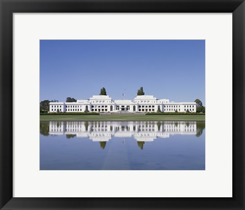 Framed Building on the waterfront, Parliament House, Canberra, Australia Print