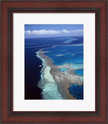 Framed Aerial view of a coastline, Hardy Reef, Great Barrier Reef, Whitsunday Island, Australia Print
