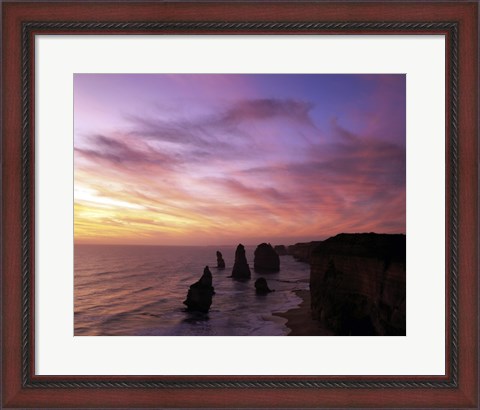Framed Eroded rocks in the ocean, Twelve Apostles, Port Campbell National Park, Victoria, Australia Print
