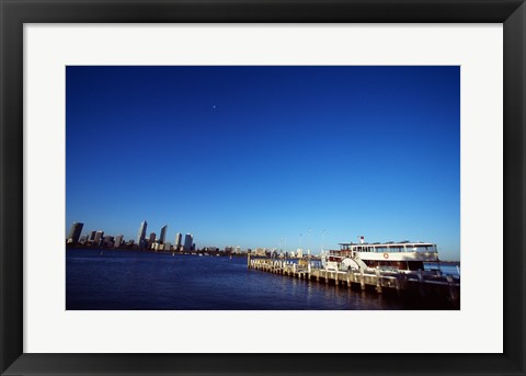Framed Ferry docked in a harbor, Perth, Australia Print