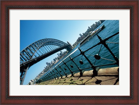 Framed Low angle view of a bridge at a harbor, Sydney Harbor Bridge, Sydney, New South Wales, Australia Print