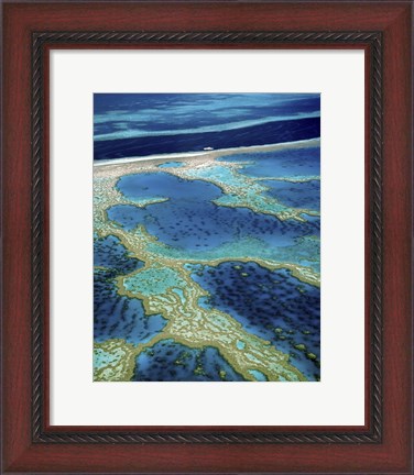 Framed Aerial view of a coastline, Great Barrier Reef, Australia Print