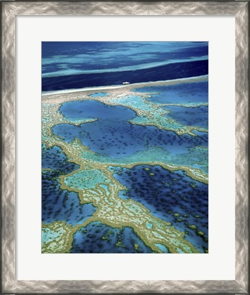Framed Aerial view of a coastline, Great Barrier Reef, Australia Print