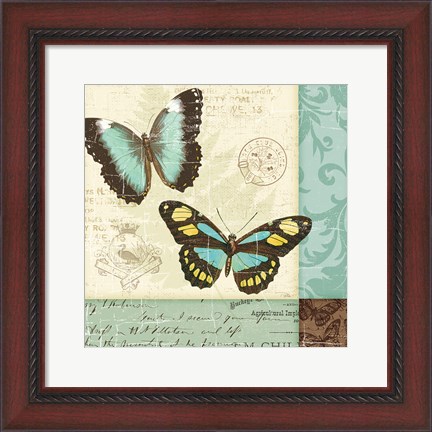 Framed Butterfly Patchwork II Print