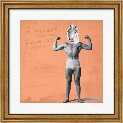 Framed Muscle Man Unicorn Print