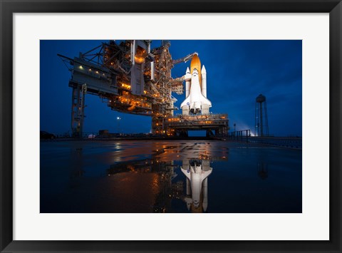 Framed Brightly Lit Atlantis STS-135 on Launch Pad Print