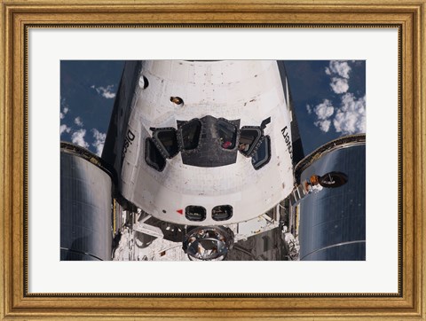 Framed Partial view of the crew cabin and forward payload bay of the space shuttle Discovery Print
