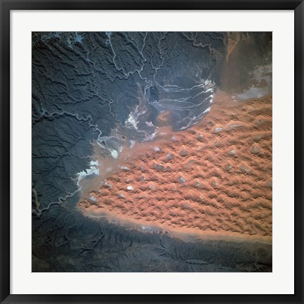 Framed Spectacular view of dune fields in Algeria photographed from orbit Print