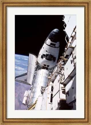 Framed STS104 Atlantis Docked ISS Print