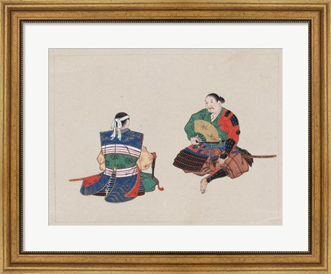 Framed Seated Samurai Warriors Print