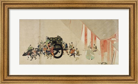Framed Emperor Nijo escaping from the Imperial Palace to the Rokuhara mansi Print